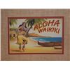 Image 2 : Vintage "Aloha Waikiki" Print, Framed & Matted 23" x 19"
