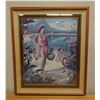 Image 1 : Vintage Lei Girl Poster, Koa Framed & Double Matted 32" x 39"
