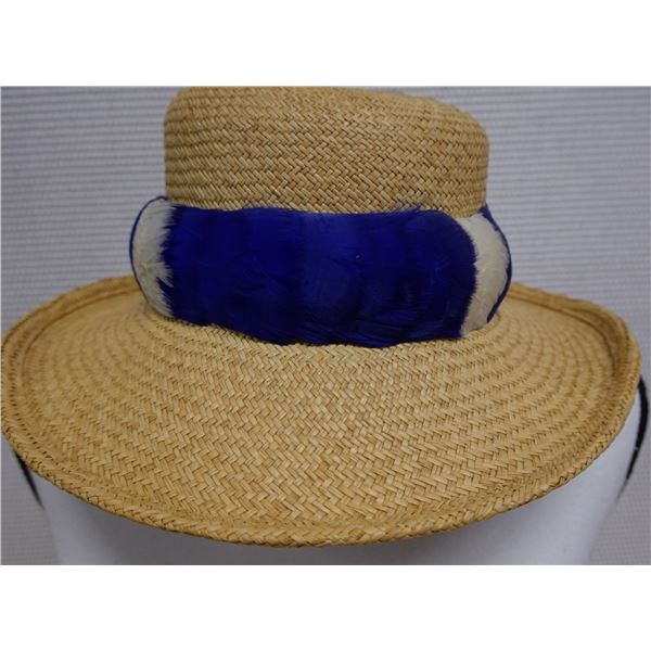 Vintage Blue & White Pheasant Feather Lei 24"L (hat not included)