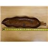 Image 11 : Carved Wooden Leaf Tray w/ Seal of Approval Stamp 22.5"L