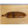 Image 7 : Carved Wooden Leaf Tray w/ Seal of Approval Stamp 22.5"L