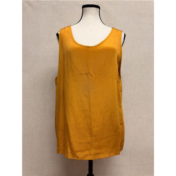 New Anne Namba Sleeveless Gold Umber 100% Silk Tank Top, Size O/S