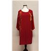 Image 1 : New Anne Namba Women's Red 100% Silk Tunic w/ Gold Accents, Size L, 30"L