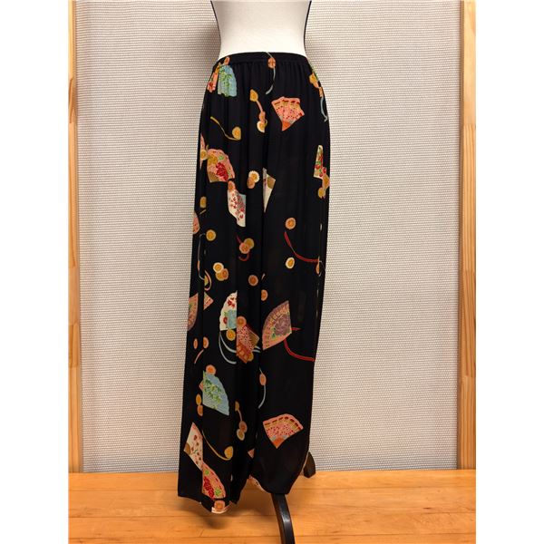 New Anne Namba Women's Black 100% Silk Lantern Wide Leg Pants w/ Elastic Waist, Size XL, 39"L