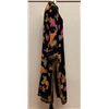 Image 2 : New Anne Namba Women's Black 100% Silk Long Floral Coat w/ Buttons, Size L, 48"L