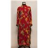 Image 1 : New Anne Namba Women's Red 100% Silk Floral Chung Sam Dress, Size XS, 42"L