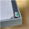 Image 2 : 18K Gold Emerald and Diamond Ring