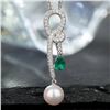 Image 1 : 18K Gold Emerald and Pearl Pendant
