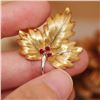Image 2 : 18K Gold Ruby Maple Leaf Pendant