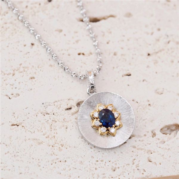 18K Gold Sapphire Medallion Pendant