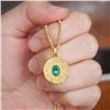 Image 2 : 18K Gold Emerald Medallion Pendant