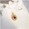 Image 2 : 18K Gold Ruby Floral Pendant