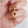 Image 4 : 18K Gold Ruby Floral Pendant
