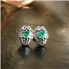 Image 1 : 18K Gold Emerald Stud Earrings