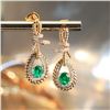 Image 1 : 18K Gold Emerald and Diamond Earrings