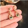 Image 2 : 18K Gold Emerald and Diamond Earrings