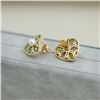 Image 3 : 18K Gold Green Gemstone and Pearl Earrings