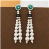 18K Gold Emerald and Pearl Tassel Earrings