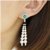 Image 3 : 18K Gold Emerald and Pearl Tassel Earrings
