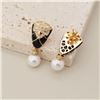 18K Gold Onyx Pearl Earrings