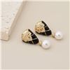 Image 2 : 18K Gold Onyx Pearl Earrings
