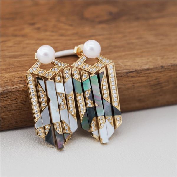 18K Gold Pearl Mother-of-Pearl Earrings