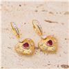 18K Gold Ruby Heart Earrings