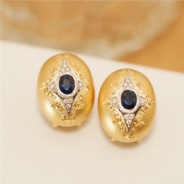 18K Gold Sapphire Earrings