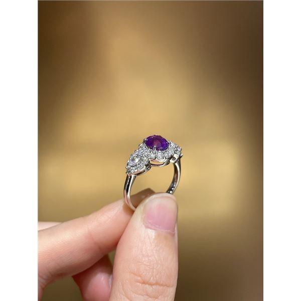 18k Gold Unheated Sapphire and Diamond Ring
