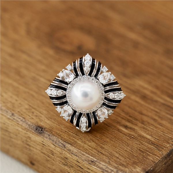 18K Gold Pearl Ring-Pendant 2-in-1