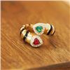 Image 1 : 18K Gold Red and Green Gemstone Ring