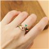 Image 3 : 18K Gold Red and Green Gemstone Ring