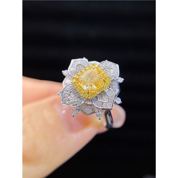 Yellow Diamond Double-Layer Clover Ring