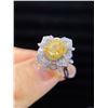 Yellow Diamond Double-Layer Clover Ring