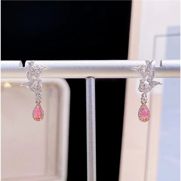 Pink Diamond Teardrop Earrings