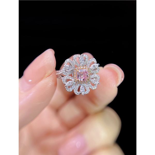 Pink Diamond Floral Engagement Ring