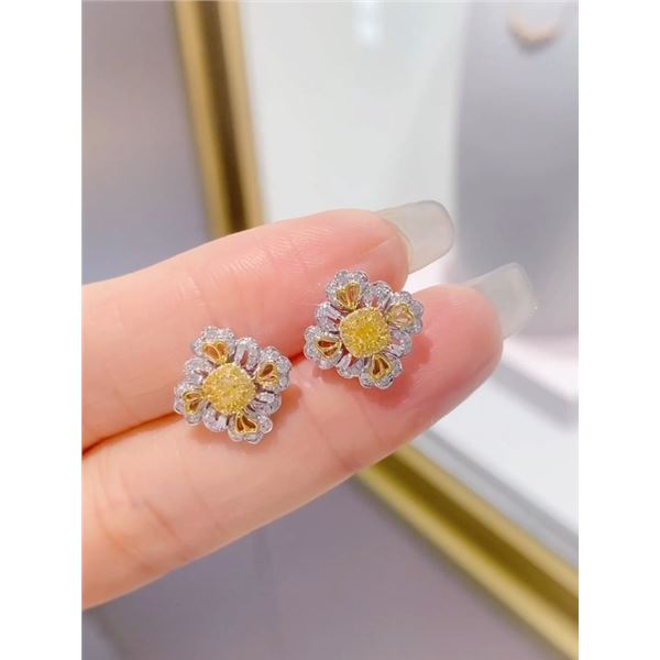 Yellow Diamond Stud Earrings