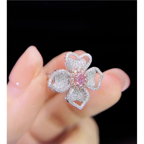 Pink Diamond Floral Engagement Ring