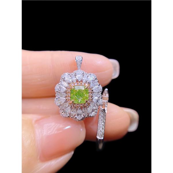 Green and Yellow Diamond Engagement Ring