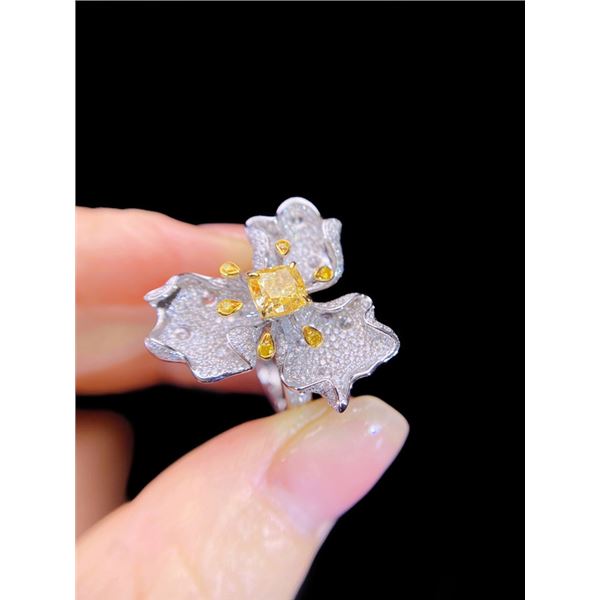 Yellow Diamond Floral Ring