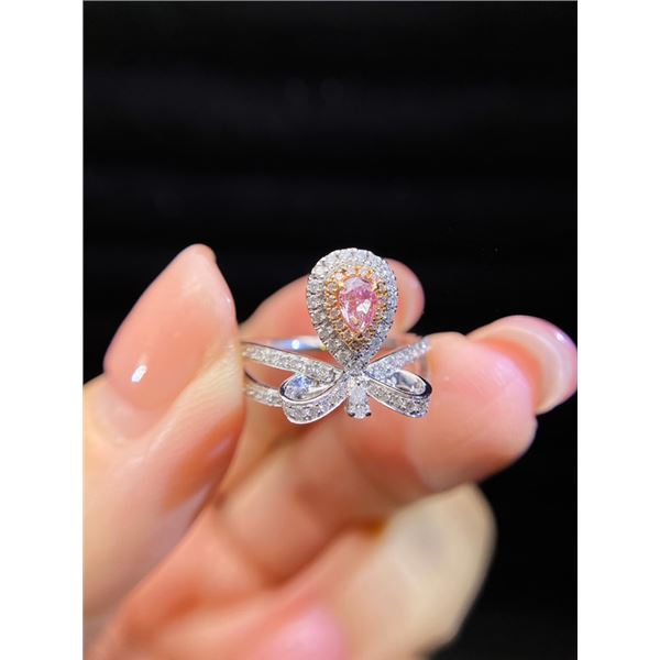 Pink Diamond Bow Knot Engagement Ring