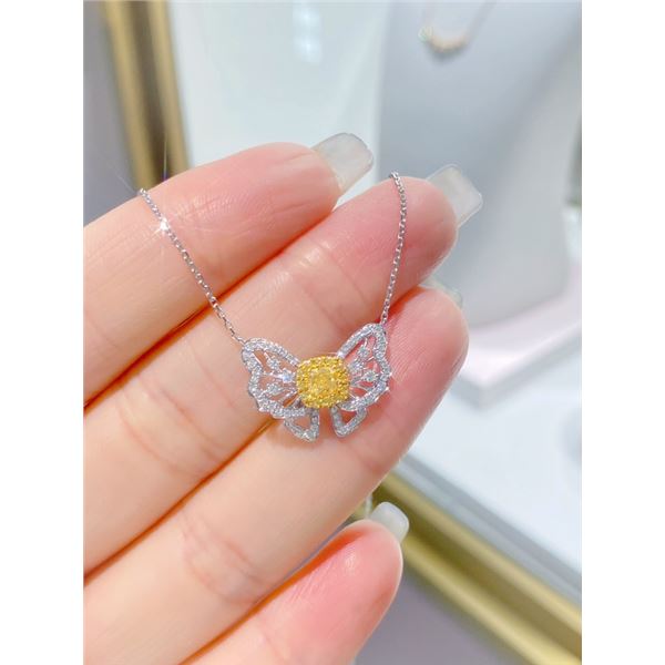 Yellow Diamond Butterfly Necklace