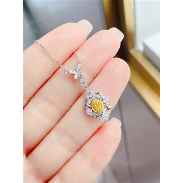 Full Diamond Yellow Diamond Necklace
