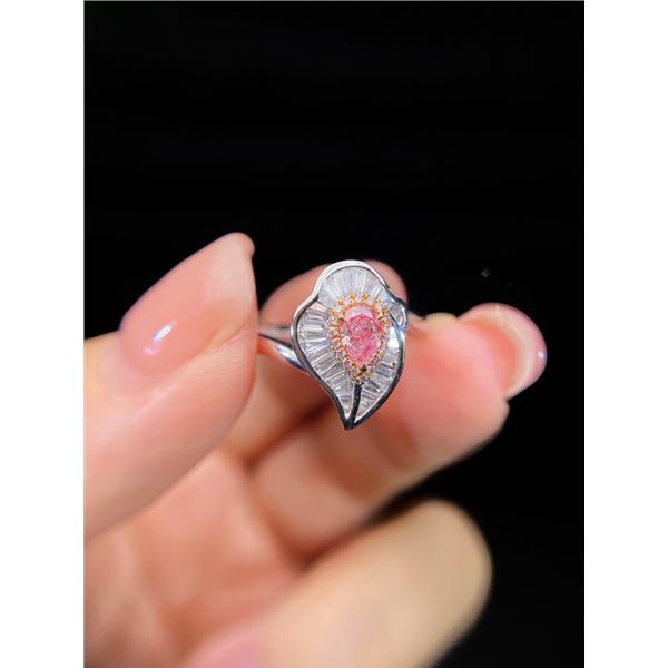 Pink Teardrop Twisted Band Ring