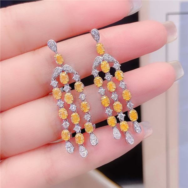 Yellow Diamond Tassel Earrings