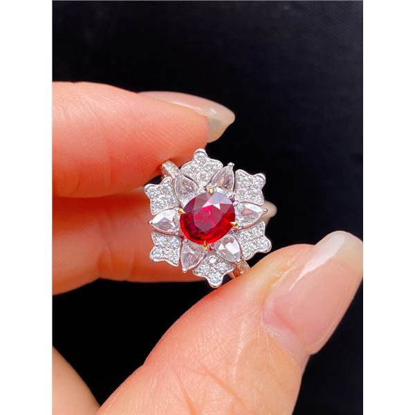 Mozambique Ruby Floral Halo Ring