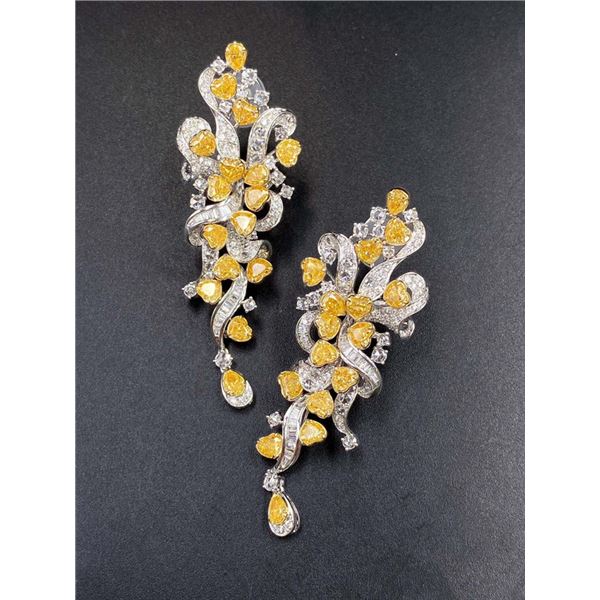 Yellow Diamond Ribbon Tassel Earrings