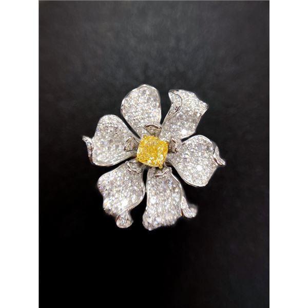 Fancy Yellow Diamond Floral Convertible Ring/Pendant
