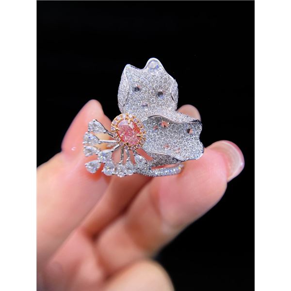 Pink Diamond Butterfly Ring