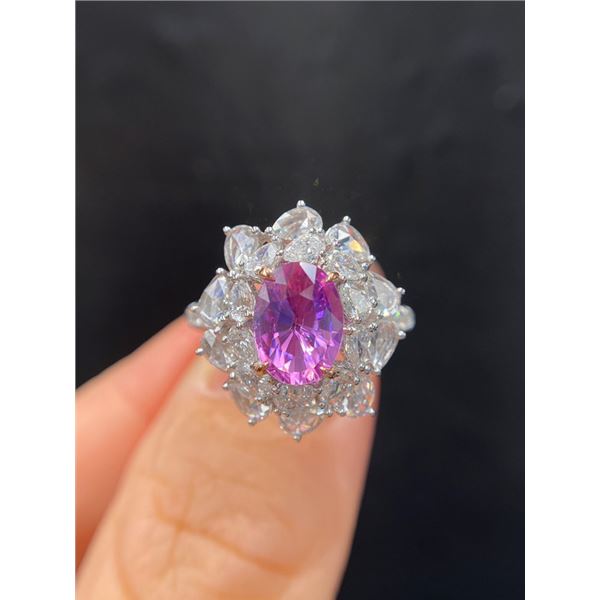 Unheated Pink Sapphire French Cluster Ring